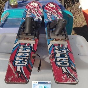 Cadet Water Skis with Red and Blue Design
